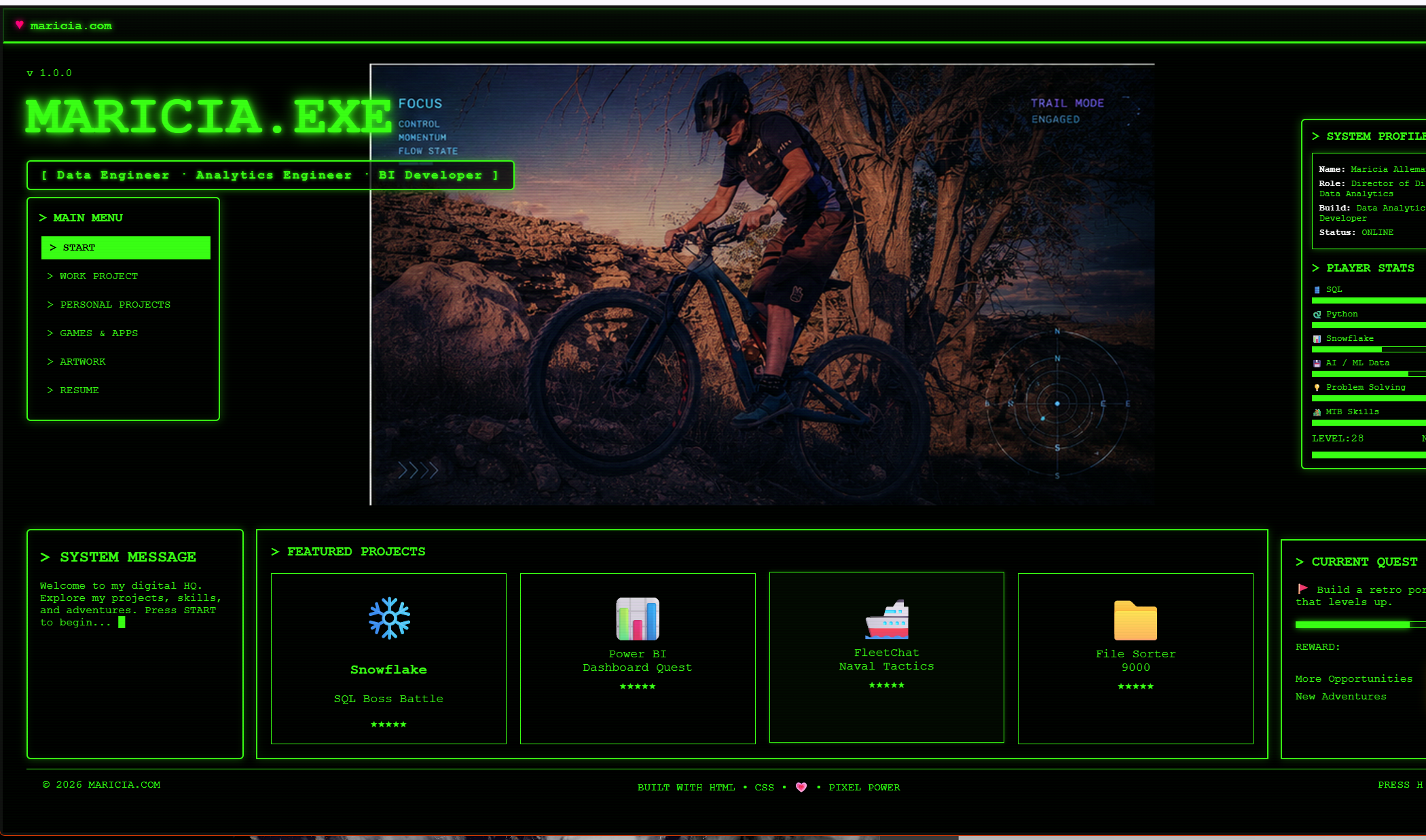 maricia.com portfolio screenshot